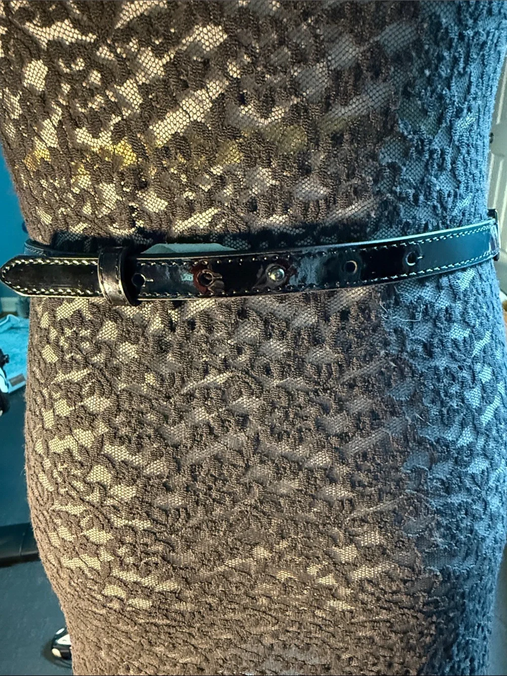 White House Black Market Black Crystal Baguette Waist Chain Belt